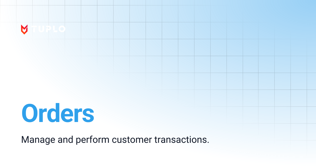 Orders | Tuplo Support